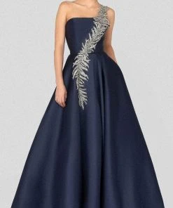 Terani Couture - 1912E9202 Embellished Straight Across Neck Long Gown Formal Gowns