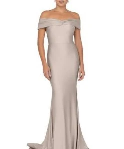Terani Couture - 1912P8283 Off Shoulder Satin Mermaid Gown Formal Gowns