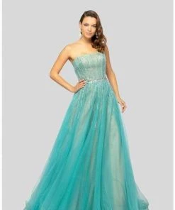 Terani Couture - 1912P8557 Crystal Beaded Tulle Ballgown Formal Gowns