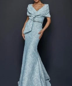 Terani Couture - 1921M0726 Sleeveless Bateau With Shawl Trumpet Dress Formal Gowns
