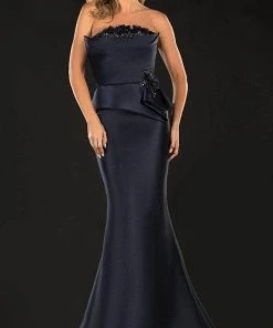Terani Couture - 2021E2832 Strapless Straight Across Mermaid Dress - 1 Pc Navy In Size 6 Available Formal Gowns
