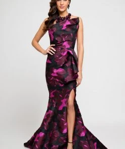 Terani Couture Asymmetrical Draped Evening Dress 1723E4266 Formal Gowns