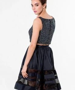 Terani Couture - Bead Crusted Two-Piece Panel A-Line Dress 1521H0103A