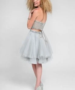 Terani Couture - Beaded Scallop Two-Piece Dress With Tiered Skirt 1711P2690 Cocktail Dresses
