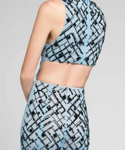 Terani Couture - Beautiful Beaded Pattern Mock Neck Mermaid Gown 1712P2494 Formal Gowns