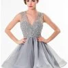 Terani Couture - Bedazzled V-Neck Cocktail Dress 1522H0157A