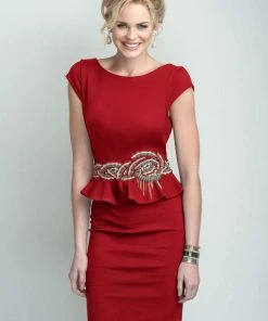 Terani Couture - Braid Motif Peplum Sheath Cocktail Dress C3678 7 Terani Couture - Braid Motif Peplum Sheath Cocktail Dress C3678