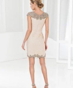 Terani Couture - C3661 Bejeweled V-Neck Sheath Dress