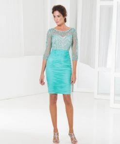 Terani Couture - C3666 Bejeweled Illusion Bateau Sheath Dress Cocktail Dresses