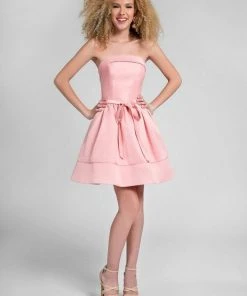 Terani Couture - Chic Strapless Straight Neck Short A-line Dress 1622H1124 Cocktail Dresses