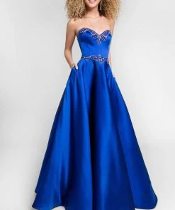 Terani Couture - Crystal Beaded Sweetheart Satin Ball Gown 1712P2893