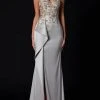 Terani Couture - Deep V-Neck Mermaid Prom Gown 2111E4751 - 1 Pc Taupe In Size 18 Available Formal Gowns