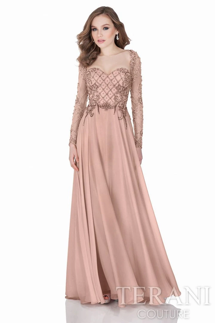Formal Gowns Terani Couture - Elegant Beaded And Embroidered Sweetheart Chiffon A-line Gown 1621M1726 6 Formal Gowns Terani Couture - Elegant Beaded And Embroidered Sweetheart Chiffon A-line Gown 1621M1726