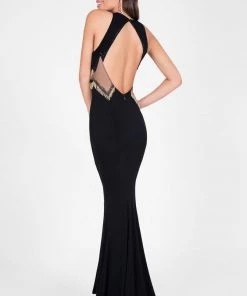 Formal Gowns Terani Couture - Elegant Beaded Halter Neck Mermaid Jersey Dress 1715P2988