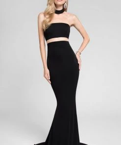 Terani Couture - Fashion-forward Choker Neck Stretch Jersey Mermaid Dress 1712P2518