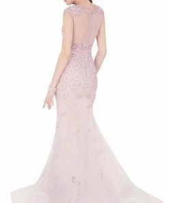 Formal Gowns Terani Couture - Lavishly Beaded Jewel Neck Mermaid Gown 1622GL1982