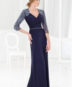 Terani Couture - M3828 Sparkling Queen Anne Style Long Dress Formal Gowns
