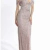 Terani Couture - Metallic Beaded Cutout Sheath Gown 1821GL7440 - 1 Pc Blush Nude In Size 6 Available Formal Gowns