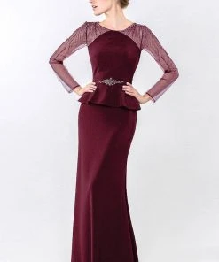 Terani Couture - Ornate Crepe Mesh Sheath Gown 1522M0655B Formal Gowns