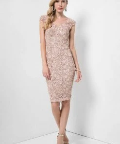Terani Couture - Sophisticated Cap Sleeve Lacy Dress 1621C1278