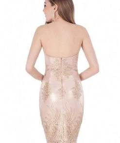 Terani Couture - Sweetheart Embellished Gold Medallion Cocktail Dress 1621H1003 Cocktail Dresses