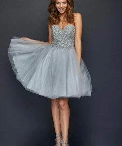 Terani Couture - Sweetheart Tulle Cocktail Dress 1921H0320 - 1 Pc Ivory Crystal In Size 2 Available Cocktail Dresses