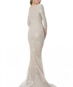 Terani Couture Trumpet Gown In Nude Silver 1613E0355A Formal Gowns