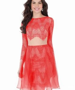 Terani Couture - Two-Piece Bateau Illusion Lace Cocktail Dress 1621H1035 8 Terani Couture - Two-Piece Bateau Illusion Lace Cocktail Dress 1621H1035