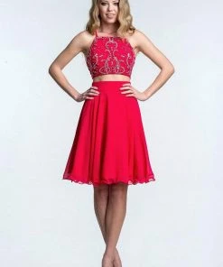 Terani Couture - Two-Piece Sequined Halter A-Line Cocktail Dress 1522H0160A Cocktail Dresses
