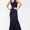 Theia - 881195 Asymmetric Cowl Neck Mermaid Taffeta Gown