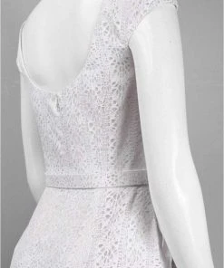Theia - 881242 Cap Sleeve Bateau Jacquard Bridal Dress Cocktail Dresses