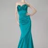 Theia - 881705 Strapless Origami Ruched Satin Sheath Dress Formal Gowns