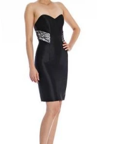 Cocktail Dresses Theia - 881946 Strapless Satin Fitted Cocktail Dress