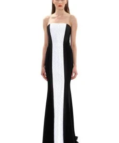 Theia - 882253 Sleek Strapless Panel Evening Dress Formal Gowns