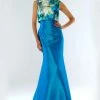 Theia - 882334 Floral Printed Pop Over Mikado Evening Dress Formal Gowns 2 Theia - 882334 Floral Printed Pop Over Mikado Evening Dress Formal Gowns