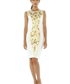 Theia - 882391 Gilded Embroidered Sheath Cocktail Dress Cocktail Dresses
