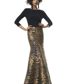 Theia - 882946 Animal Print Trumpet Dress