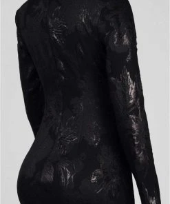 Theia - 882988 V Neck Long Sleeves Floral Trumpet Gown