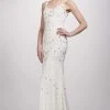 Theia - 890461 Sleeveless Swag-Motif Detailed Mermaid Gown Formal Gowns