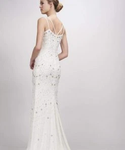 Theia - 890461 Sleeveless Swag-Motif Detailed Mermaid Gown Formal Gowns