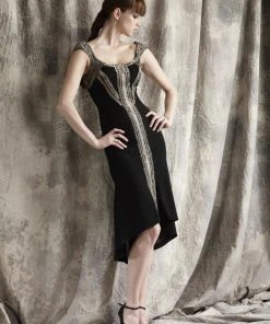 Cocktail Dresses Theia - Beaded Scoop Neck Dress 881306