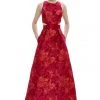 Formal Gowns Theia - Floral Jewel Neck Dress 882438