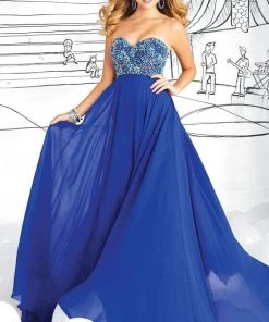 Tiffany Designs - 16028 Embellished Strapless Chiffon Gown