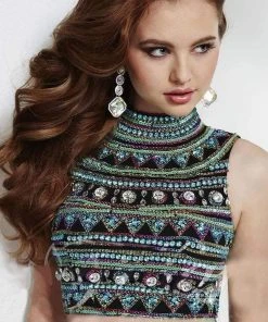 Formal Gowns Tiffany Designs - 16117 Rhinestone Embellished Two Piece Trumpet Gown