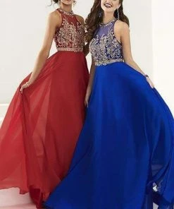 Formal Gowns Tiffany Designs - 16166 Divinely Beaded Halter Silky Chiffon Long Gown