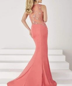 Formal Gowns Tiffany Designs - 16195 Bead Accented V-neck Slim Flare Jersey Dress 7 Formal Gowns Tiffany Designs - 16195 Bead Accented V-neck Slim Flare Jersey Dress