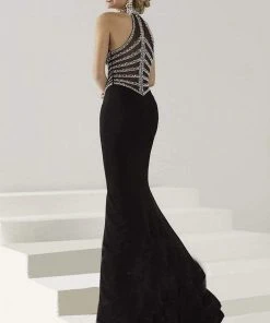 Tiffany Designs - 16198 Glamorous Beaded V-Neck Jersey Dress Formal Gowns