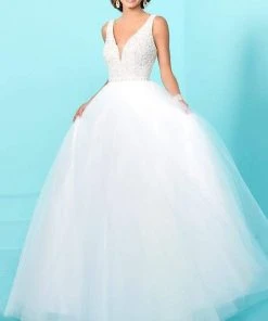 Tiffany Designs - 16241 Sparkling V-Neck Tulle Long Evening Gown