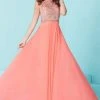 Tiffany Designs - 16244 Alluring Beaded Bateau Illusion Neck Chiffon A-line Dress