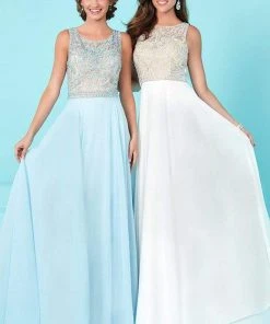 Tiffany Designs - 16244 Alluring Beaded Bateau Illusion Neck Chiffon A-line Dress